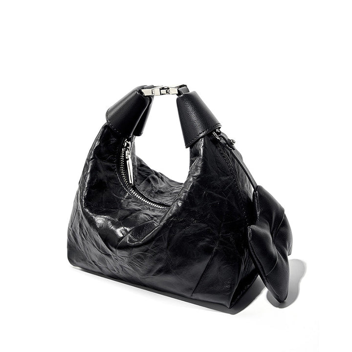 Avellie Noir Crinkle Mini Bag | Modern design with bow details