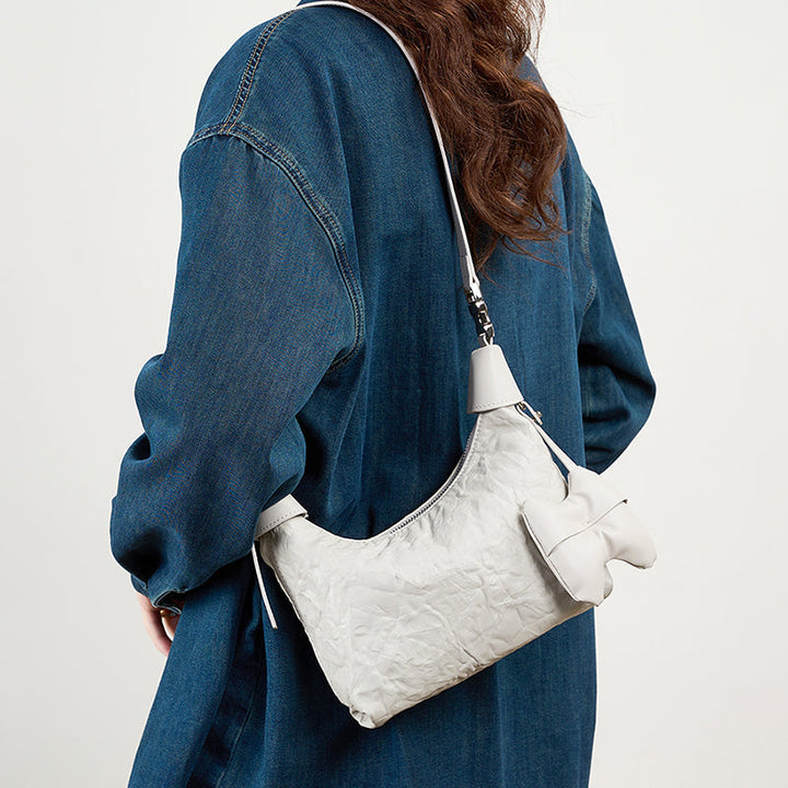 Avellie Noir Crinkle Mini Bag | Modern design with bow details