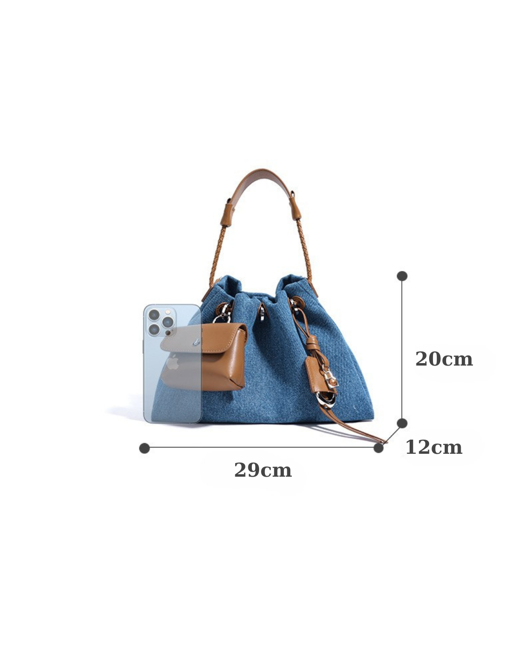 Avellie Breeze Denim Gather Shoulder Bag | Elegant and Functional Design