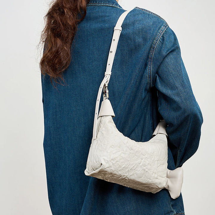 Avellie Noir Crinkle Mini Bag | Modern design with bow details