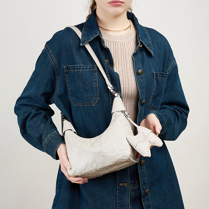 Avellie Noir Crinkle Mini Bag | Modern design with bow details