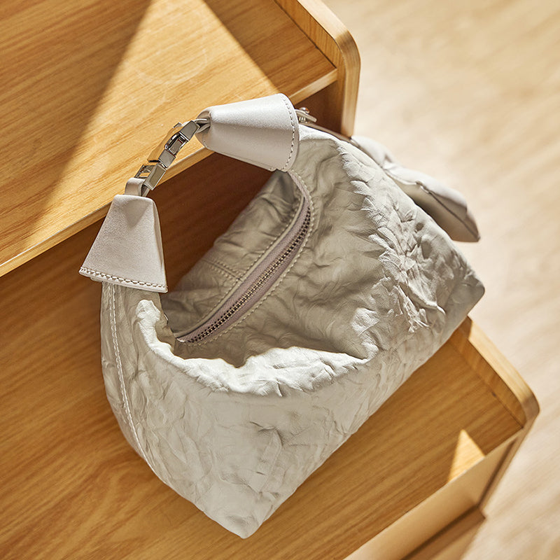 Avellie Noir Crinkle Mini Bag | Modern design with bow details