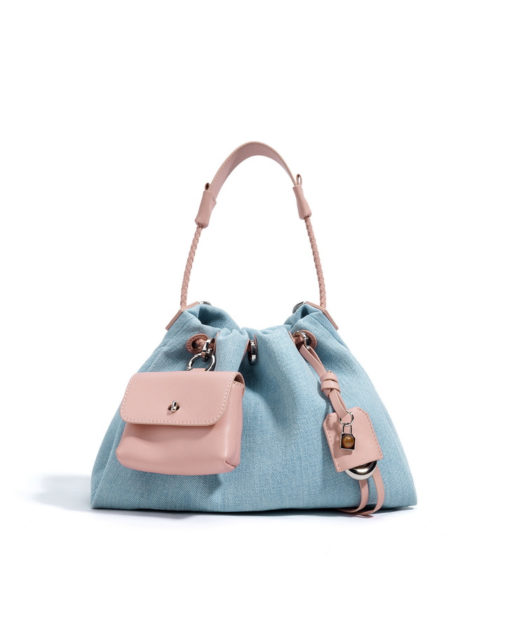 Avellie Breeze Denim Gather Shoulder Bag | Elegant and Functional Design