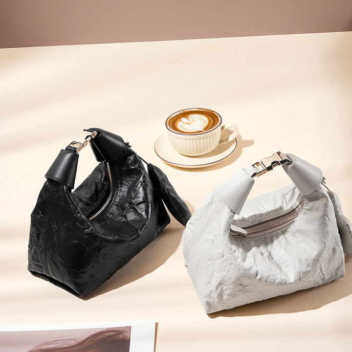Avellie Noir Crinkle Mini Bag | Modern design with bow details