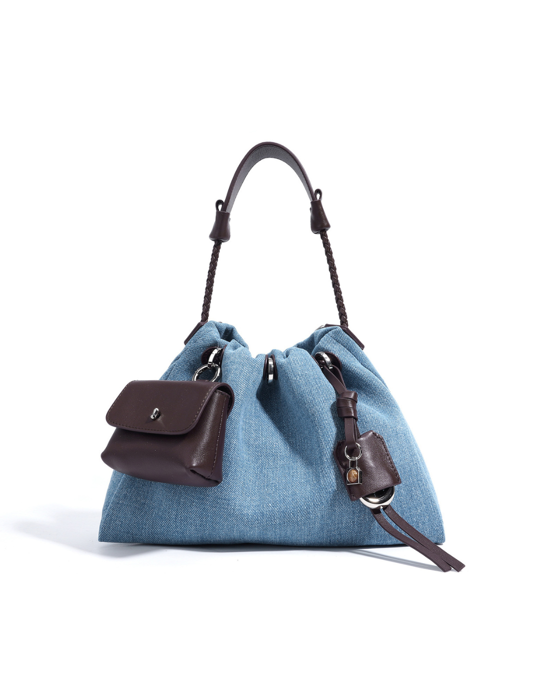 Avellie Breeze Denim Gather Shoulder Bag | Elegant and Functional Design