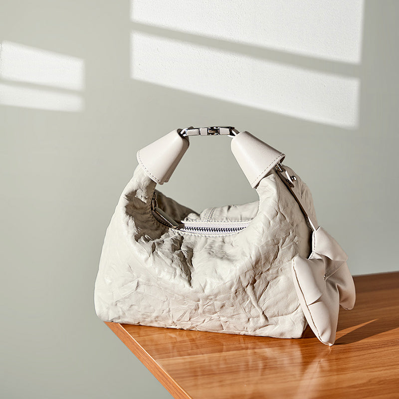 Avellie Noir Crinkle Mini Bag | Modern design with bow details
