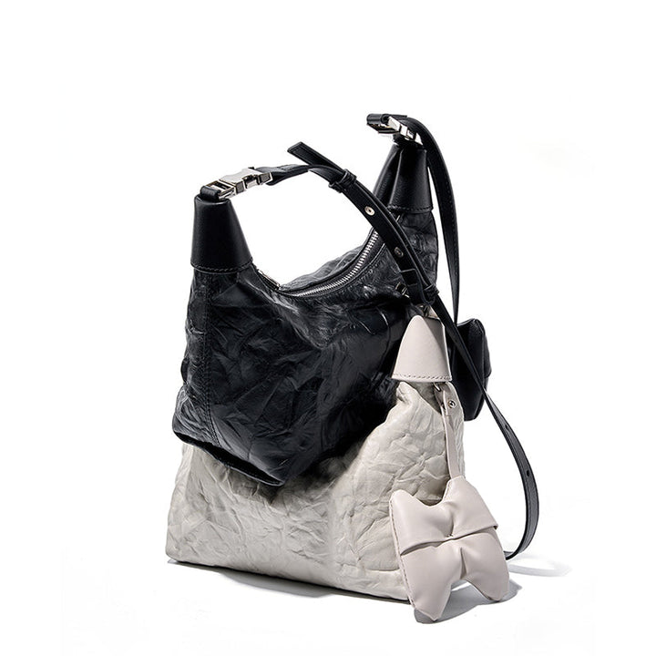Avellie Noir Crinkle Mini Bag | Modern design with bow details