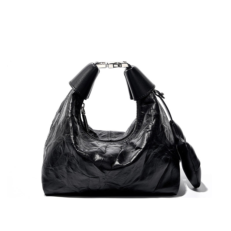 Avellie Noir Crinkle Mini Bag | Modern design with bow details