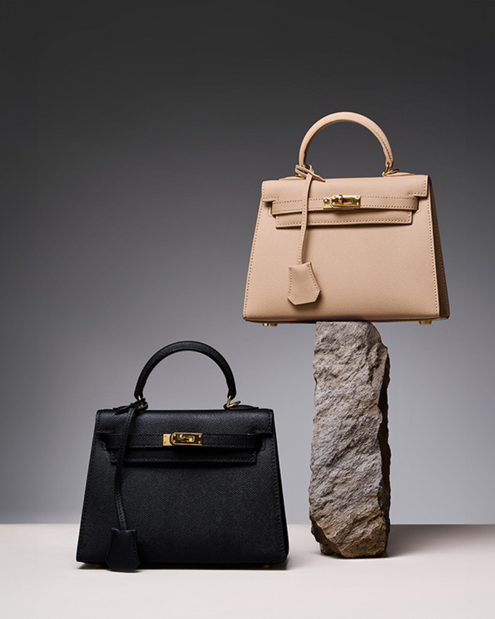 Avellie Classic Allure genuine leather bag | Elegance with gold accessories