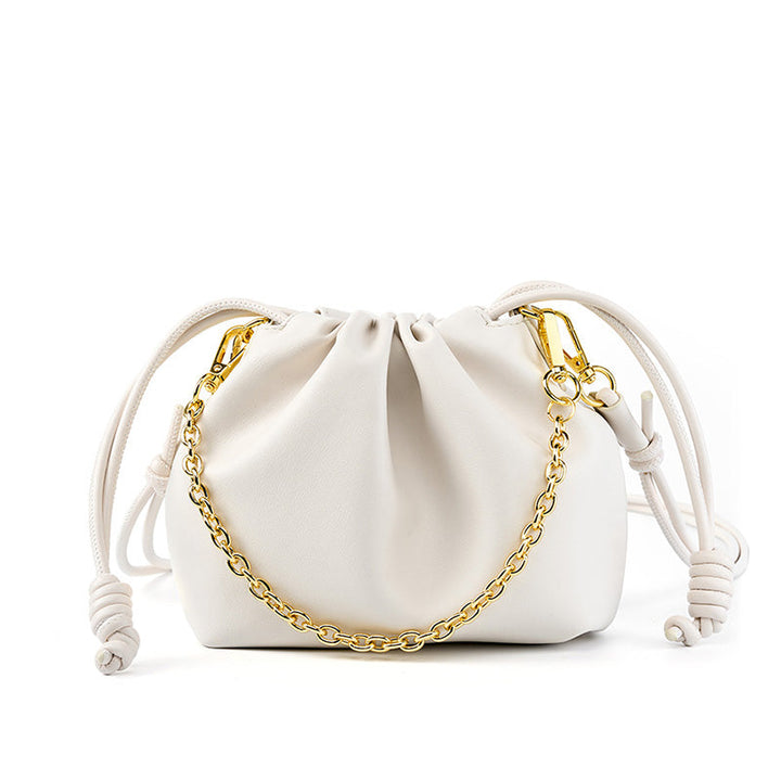 Avellie Soft leather bag with pleats | Refined elegance with golden chain details