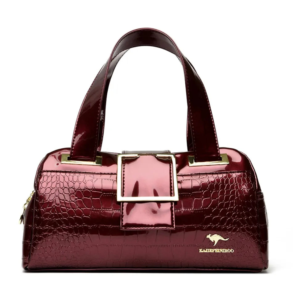 Avellie Croco 3 Cylinder Handbag | Large model with shiny crocodile pattern