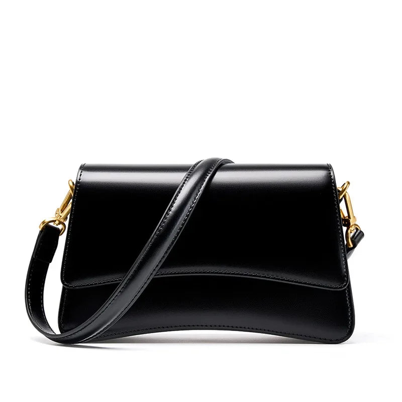 Avellie Pure Gloss Flap Leather Bag | Elegant and versatile design