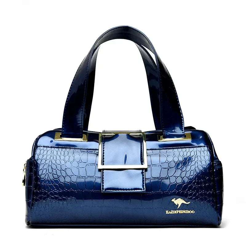 Avellie Croco 3 Cylinder Handbag | Large model with shiny crocodile pattern