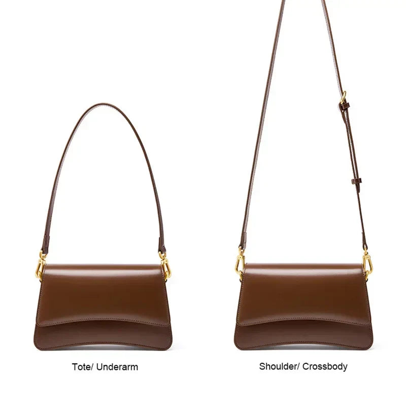 Avellie Pure Gloss Flap Leather Bag | Elegant and versatile design