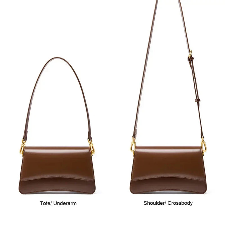 Avellie Pure Gloss Flap Leather Bag | Elegant and versatile design