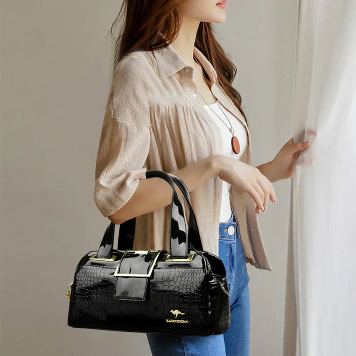 Avellie Croco 3 Cylinder Handbag | Large model with shiny crocodile pattern
