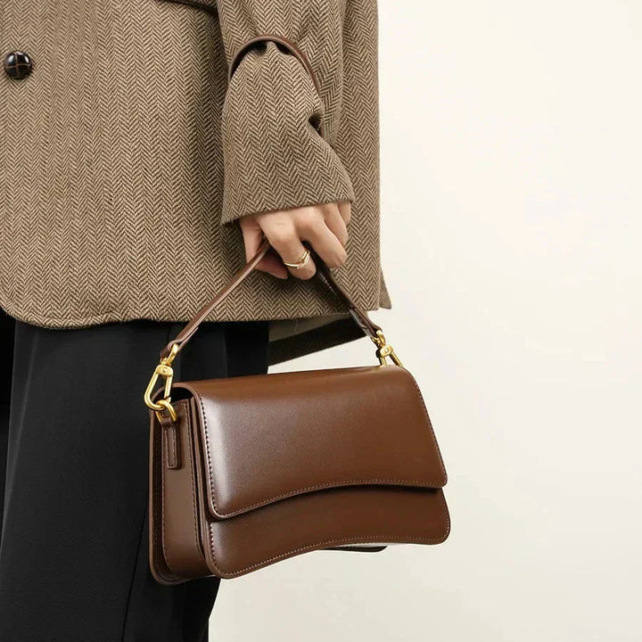 Avellie Pure Gloss Flap Leather Bag | Elegant and versatile design